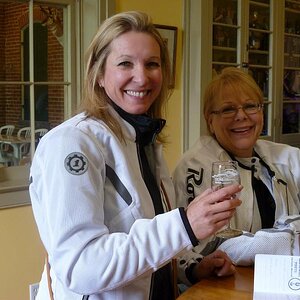 Lady Macca with Deb wine tasting at Stone Hill Winery