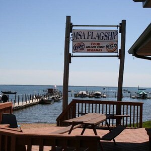 The view of the lake! That's Kaye Caswell's brother's launch on the left side of the dock!