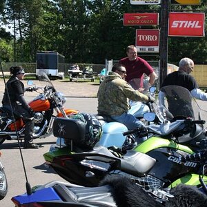 Saying our good-byes - Kerri (works at Caswell's) & Brad heading out on their ride now that works done!