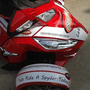 We can use the panels on your Spyder RT or RS to promote an event or business.  Let us show you how. PowerSportsWraps.com