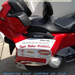 The saddle bags make a great area for advertising or promotions.  Contact us with your ideas.