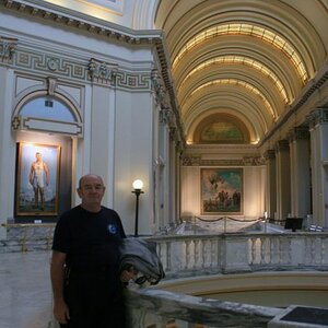 Ed in OK Capitol (painting of Jim Thorpe in background)