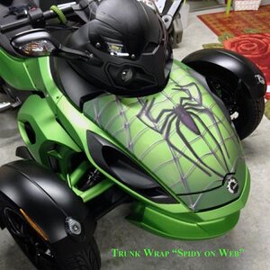 Neutron Green RSS with our Spidy on web green trunk wrap. What a combo... contact us with your Spyder project pete@powersportswraps.com