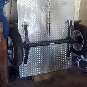 the new trailer in storage position.