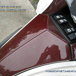 Red/Black Carbon Fiber 3 piece glove box.  This is an extension of our standard 12 piece RT Dash kit.  These 3 pieces are sold as an option.  814-838-