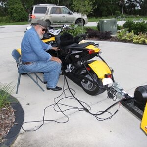 Fueling up for the ride home out of his reserve tank!  Pretty cool, huh?