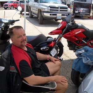 Grumpy and his ducati.