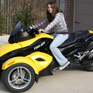 Step-daughter on Spyder - the first and last time she'll ever go near it (her choice)
