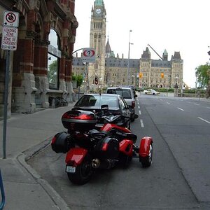 Red October with Canadian Parliament in the background Ottawa Spring 2009