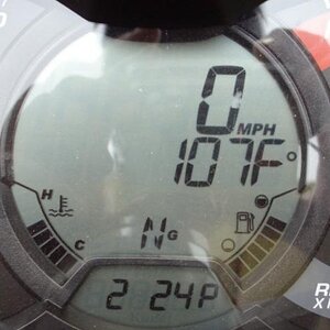 HOT DASH upon return to Pensacola today.
NOTE; Only 5 bars on engine heat.
Ambient just dropped from 109!
