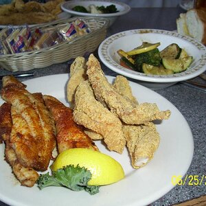 Jennifer's before dish at Don's Seafood, Lafayette, LA