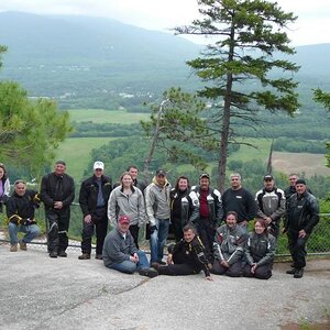 Lake to Mountain Owners Ride.  Group Picture atop of Cathedral Ledge, NH