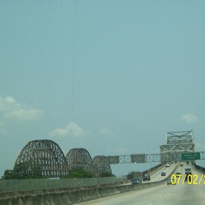 Bridges going into Morgan City, LA but don't know their names.  The old (L) and the new.