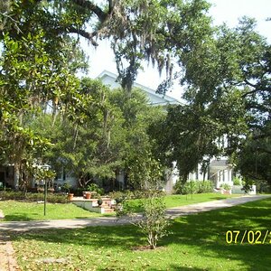 In the garden and down the path.