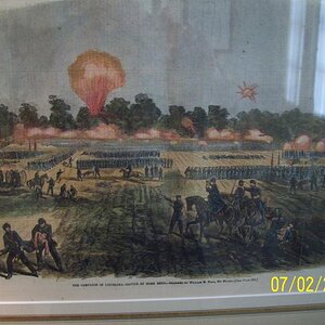 Drawing depicting Battle of Irish Field; on the then plantation and these troops then seized the Manor.