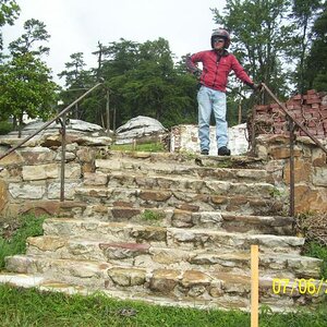Dudley on the steps of the "used" to be place.
