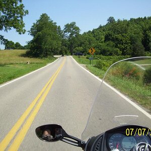 On the road.  That spot on the road is Lamont.  He said he had never driven that road so slow before!  Was having to pace himself for my slow style!