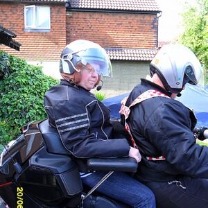 Wife trying the new Diamond R Accessories Armrests before leaving for our trip to Scotland