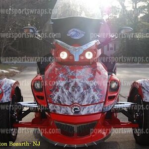 Pre-cut vinyl wrap silver red spyder full kit.  Just peel & stick to apply.  What a super cool look..!