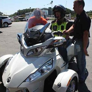 Len and Tina check out her mom on the new spyder.