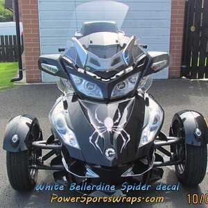 White Bellerdine Spider decal available for RS or RT Spyders, Trailers, and more.. 814-838-6377