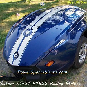 Custom RT-GT Racing stripes with Spider Emblem incorporated on top.  Geo M.