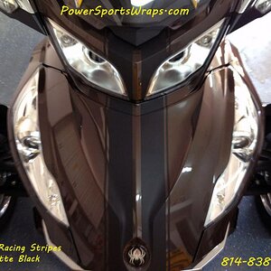RT- GT Racing Stripes in Matte Black.  We offer a huge selection of racing stripes & more for the Spyder RT & RS machines.  Contact us today 814-838-6