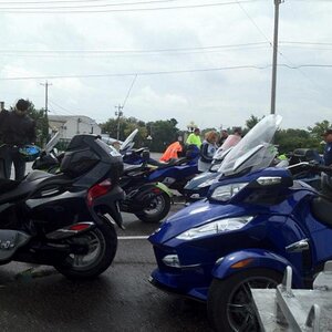 Shedding rain gear in Little Falls.