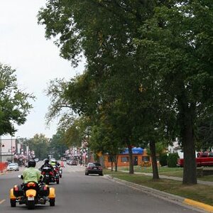 Our "parade" through downtown Mora.