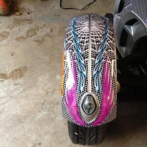 2009 SM5 Silver Spyder with custom www.powersportswraps.com skin.  Fender from front.