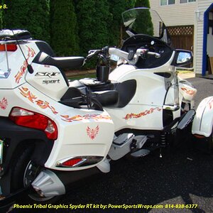 Phoenix tribal kit with extended saddle bag stripes. We offer a full line of custom Spyder graphics, decals and more.