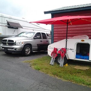 Our camp-site at Lamonts, in front of his wifes sewing cabin