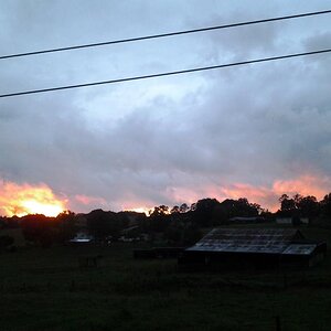 Beautiful SunSet as the Rain Clears as we leave Lamonts Bar-B-Q