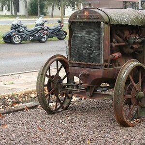 Cool old tractor outside the cafe.