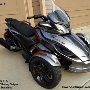 Our customer asked us to custom produce his ST S decal for him.  He also purchased and applied our ST-GT racing stripes in Carbon Fiber.