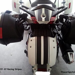ST- GT Racing Stripes - Matte Black. Here is a photo of the tail and rear fender stripes on an ST