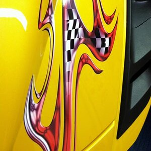 Red checkers close- notice the detail in this custom graphics kit. You just peel & stick this kit to apply it. Save hundreds by using one of our shape