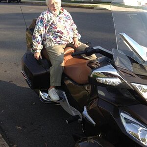 Mom's first ever motorcycle ride, 2 weeks shy of her 87th birthday!
