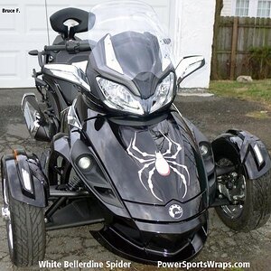 White Bellerdine  Spider  Funk Graphic for Spyder ST. 3D look with much detail in the image. Dress up your Spyder or Trailer with one of our White Bel