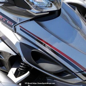 PSW break stripe- Notice the STS logo cut out of the solid area at the top. Classy OE look to the logo.  Email: pete@powersportswraps.com