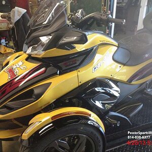 Lamonster ST S project bike. Contact us with your Spyder graphics / wrap ideas. Email: Pete@powersportswraps.com