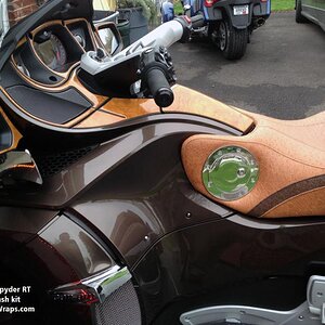 Honey burl 12 piece Spyder RT dash kit $225.00 with optional 3 piece glove box. Total cost $304.00 To order see our website: powersportswraps.com