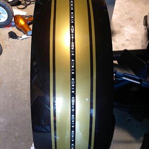 RT- GT Gold metallic Fender stripes $45.00 applied on Lava Bronze Spyder RT.  To order: 814-838-6377