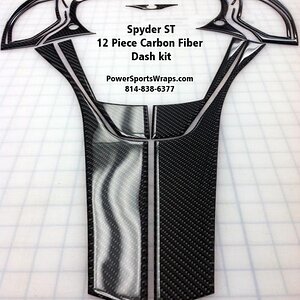 Real Carbon Fiber Spyder ST Dash Kit 12 pieces. Fits ST and ST-S models 
 To Order 814-838-6377
Email: pete@powersportswraps.com