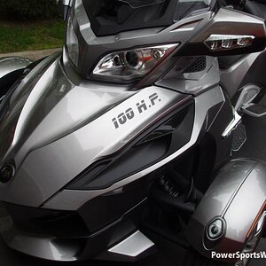 100 hp Decals for your Spyder. Or tell us what you want the decal to say.  Email: pete@powersportswraps.com