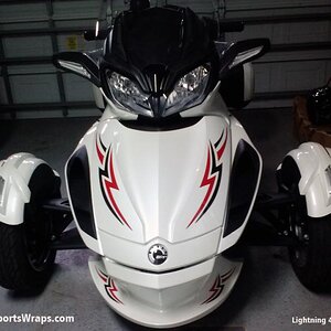 lightning 41 Available in many color combinations. What do you want?  We can help your Spyder stand out from the others.  Email: pete@powersportswraps
