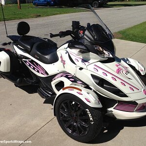FlamingoBabe's custom Spyder ST graphics package. What can we create for you?  Email: pete@powersportswraps.com