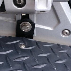 Note  - Rubber washer used between Seal Floorboard L shaped bracket and rear passenger footrest plate