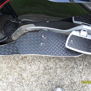 LHS View with passenger footrest shown using Inspector Gadgets inserts & 
Seal Floorboards