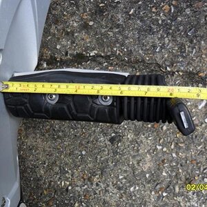 Top view showing measurements to OEM Footrests - Pre Seal Floorboards